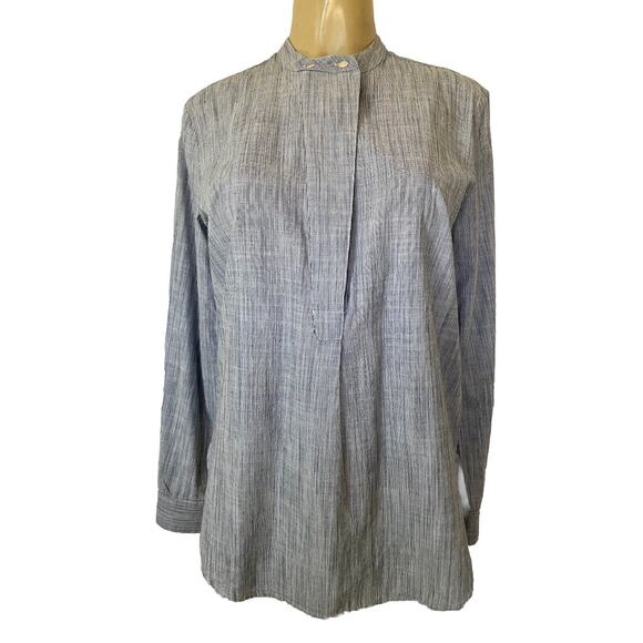 Trovata Birds of Paradise Henley Top Shirt Blue Long Sleeve Hidden Butto… - Picture 1 of 9